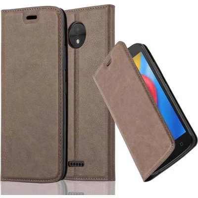 Afbeelding van Cadorabo Hoesje geschikt voor Motorola MOTO C in KOFFIE BRUIN Beschermhoes met magnetische sluiting, standfunctie en kaartvakje Book Case Cover Etui