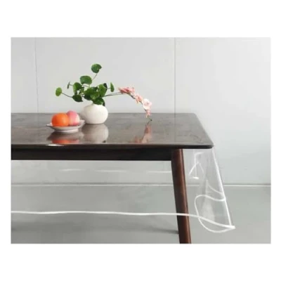 Afbeelding van A2ZWORLD Transparant pvc tafelkleed voor eettafel, picknick, waterdicht, slijtvast, gemakkelijk te reinigen, rechthoekig, 180 x 140 cm