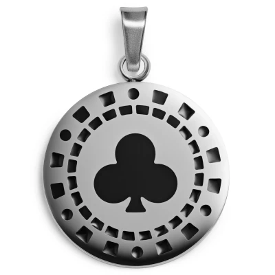 Afbeelding van Ace Zilverkleurige Hanger met Klaveren Pokerfiche