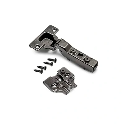 Afbeelding van Emuca Kit tussenwandmontage Potscharnier X91 met zachte sluiting en montageplaat om te schroeven, Opening van 105, Titanium, Staal, 20 st.