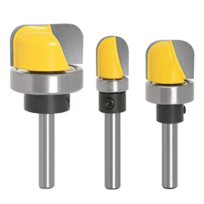 Afbeelding van Bestgle 3 stks Diepe Ronde Bodem Neus Router Bit, 1/4 &quot;Schacht Bowl &amp; Lade Template Bit Houtbewerking Frees Tool 3/4 &quot;5/16&quot; 1 1/8 &quot;