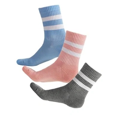 Afbeelding van VITSOCKS Dames Sportsokken BAMBOE Super Zacht Ademend (3 PAAR) Urban Skater Retro Stijl, 1x grijs blauw roze, 39 42