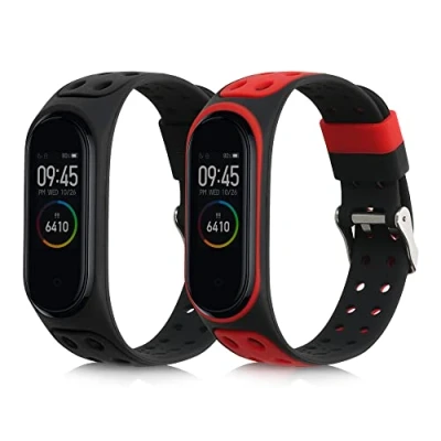 Afbeelding van kwmobile 2x horlogebandjes geschikt voor Xiaomi Mi band 4 bandje Smartwatch bandjes van TPU Activity tracker horloge in zwart / rood