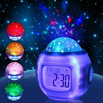 Afbeelding van LED Galaxy sterrenhemel projector nachtlampje ster digitale wekker decor lamp