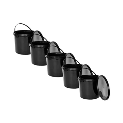 Afbeelding van Nipter kunststof emmer met deksel, zwart, 5L x 5 stuks