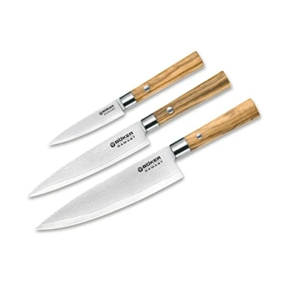 Afbeelding van Böker Damast Olive Messenset 3 delig