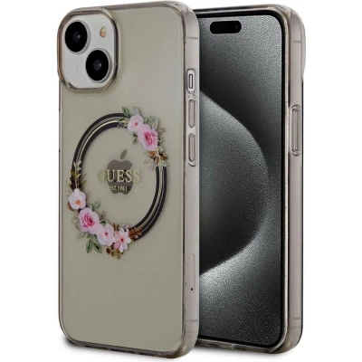 Afbeelding van Guess Glossy Ring Back Case (MagSafe Compatible) Apple iPhone 15 (6.1&quot;) Zwart