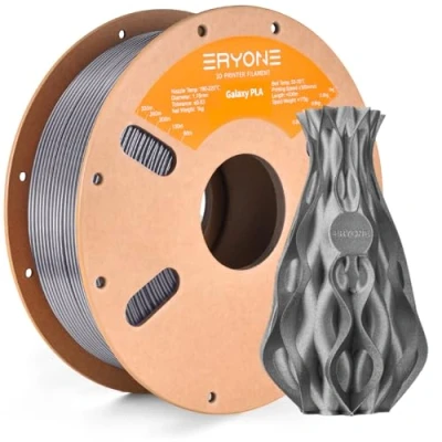 Afbeelding van ERYONE Glitter PLA Filament voor 3D printer, 1,75 mm +/ 0,03 mm, 1 kg (2,2 lbs)/spoel, sprankelend zilver