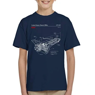 Afbeelding van Nasa Shuttle Structuur Blueprint T shirt voor kinderen