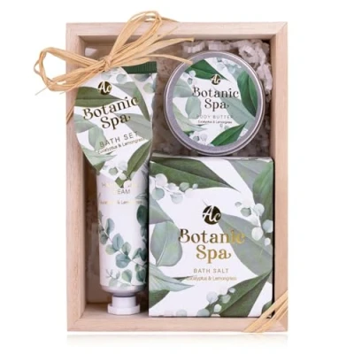 Afbeelding van Accentra Badset voor dames, cadeauset Botanic Spa in mooie geschenkdoos, 3 delige verzorgingsset met handcrème, boter en badzout, Valentijnsdag Moederdag