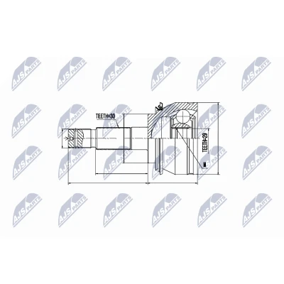 Afbeelding van Homokineet reparatie set, aandrijfas NTY NPZ TY 076