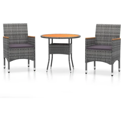 Afbeelding van vidaXL 3 delige Tuinset poly rattan grijs