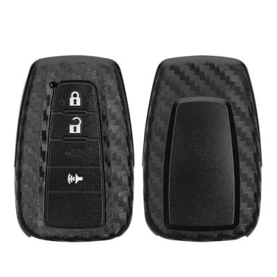 Afbeelding van kwmobile Autosleutel hoesje geschikt voor Toyota 2 3 Knop Smart Key behuizing in zwart Carbon design