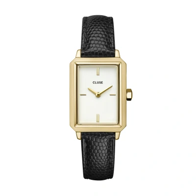 Afbeelding van CLUSE CW11504 Fluette Leather Black horloge Goudkleur
