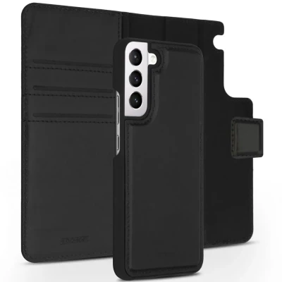 Afbeelding van Samsung Galaxy S22 Hoesje Echt leder Accezz Bookcase/2 in 1 Case Zwart Telefoonhoesje