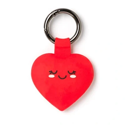 Afbeelding van Legami Sleutelhanger voor AirTag, 3,8 x 5 cm, van siliconen en metaal, harthema, personaliseerbaar, beschermt zonder het signaal te binnendringen