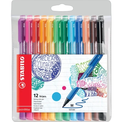 Afbeelding van Viltstift STABILO pointMax 488/12 assorti etui à 12 stuks