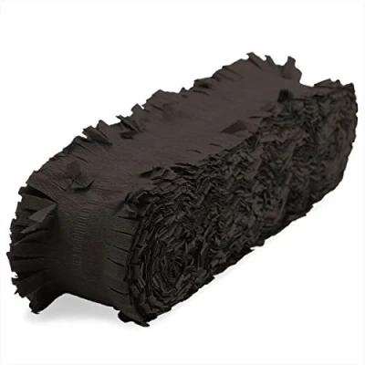 Afbeelding van Feest/verjaardag versiering slingers zwart 24 meter crepe papier Feestslingers