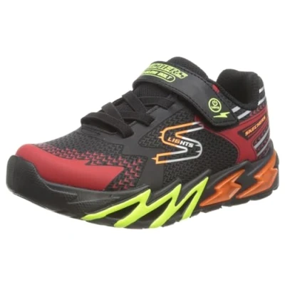 Afbeelding van Skechers Flexglow BOLT Sneakers laag Black/red/orange/yellow voor kinderen, Maat: 30, Textiel/ synthetisch