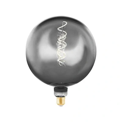 Afbeelding van EGLO E27 LED globe gloeilamp dimbaar, vintage Edison spiraal filament lamp Big Size in chroom gestoomd, lichtbron extra groot, 4 Watt, 50 Lumen, warm wit, 2200 Kelvin, G200, Ø 20 cm