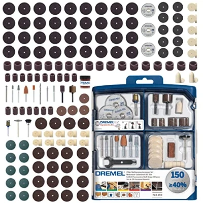 Afbeelding van Dremel 724 EZ SpeedClic accessoire set 150 accessoires voor rotatiegereedschap snijden, frezen, schuren, reinigen, slijpen, polijsten, verscherpen