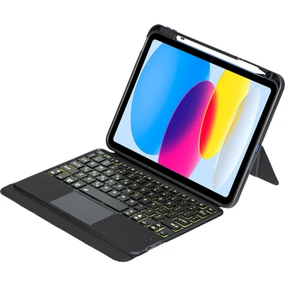 Afbeelding van Case2go Bluetooth Toetsenbord hoes geschikt voor Apple iPad 10 10.9 inch (2022) Toetsenbordverlichting QWERTY Zwart