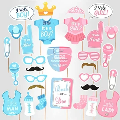 Afbeelding van Baby Photo Booth Props Geslacht Onthullen Party Jongen of Meisje Douche Verjaardagsfeest