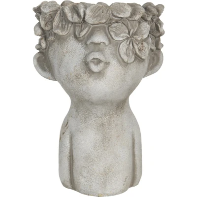 Afbeelding van Clayre &amp; Eef Grijze Bloempot 11*11*18 cm 6TE0327S
