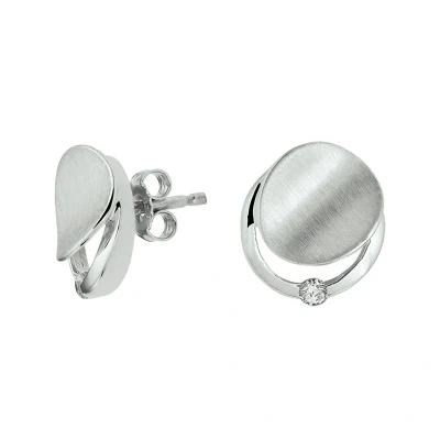 Afbeelding van Oorknoppen Zirkonia Poli/mat Zilver Gerhodineerd Mat Glanzend 12 mm x