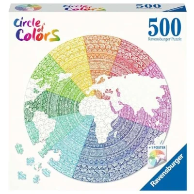 Afbeelding van Ravensburger Puzzel 500 stukjes Round puzzle Circle of colors Mandala