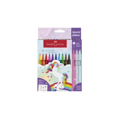 Afbeelding van 10x Viltstiften Faber Castell Unicorn standaard kleuren 3x paste