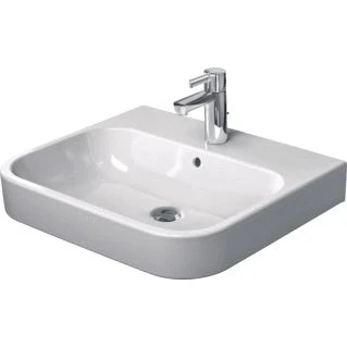 Afbeelding van Duravit happy d 2 wastafel 600 mm wit hoogglans kraanvlak met kraangat overloop geslepen wondergliss 23186000271