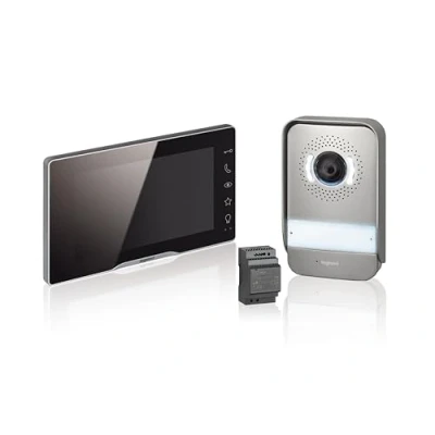 Afbeelding van LEGRAND, EASYKIT Plus video deurintercomset met 2 draads aansluiting, 7 inch kleurenmonitor gespiegeld en groothoekcamera, 1/2 gezinshuiset, uitbreidbaar, serieinbouwvoeding, IP54 IK07, 368915