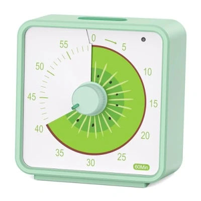 Afbeelding van Conchstar 60 Minute Visuele Timer voor Kinderen, Countdown Classroom, Bureau Studie, Time Manager Tool Kinderen met Fruit Patroon (Groen)