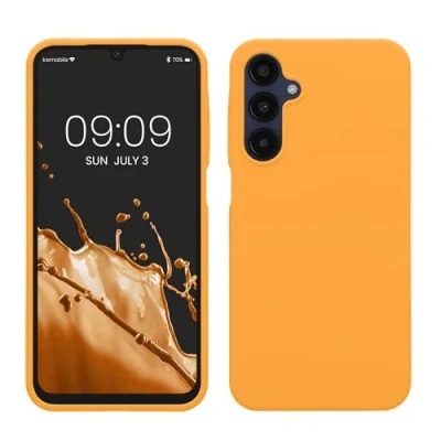 Afbeelding van kwmobile telefoonhoesje geschikt voor Samsung Galaxy A25 Hoesje met siliconen coating Smartphone case in fruitig oranje