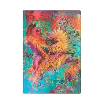 Afbeelding van Paperblanks Flexis Kalender 12 maanden 2025, brandende draak, midi, horizontaal, sluiting met elastiek