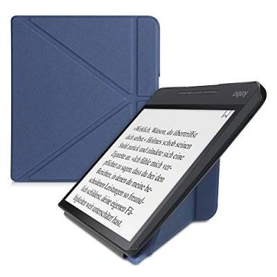 Afbeelding van kwmobile e reader hoesje compatibel Met Kobo Forma hoes standaard Ereader cover van kunstleer In donkerblauw