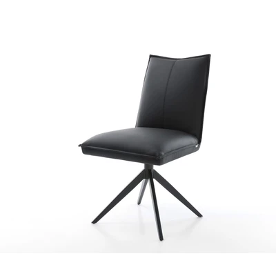 Afbeelding van DELIFE Draaistoel Lelio Flex echt leer zwart kruisframe breed 360 draaibaar rocker functie pocketveer kern