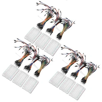Afbeelding van AZDelivery 3 x Breadboard Kit 65pcs Jumper Draadkabel M2M en Mini 400 pinnen compatibel met Arduino Raspberry Pi Inclusief E Book!