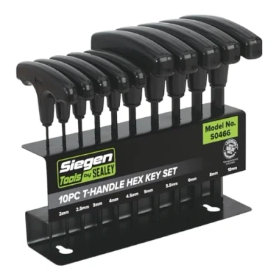 Afbeelding van Sealey S0466 T handvat Hex Key Set, 10 stuks, zwart