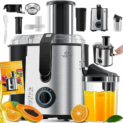 Afbeelding van KESSER® Sapcentrifuge voor fruit en groenten gemaakt van roestvrij staal 1100W grote invoeropening 85 mm incl. reinigingsborstel sapreservoir 3 snelheidsstanden,