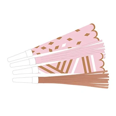 Afbeelding van Amscan Feesttoeters Meisjes 22,5 Cm Karton Roze/goud 8 Stuks