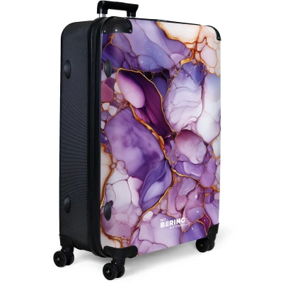 Afbeelding van NoBoringSuitcases.com® Koffer groot Reiskoffer lichtgewicht Marmer Paars Lila Rolkoffer met 4 wielen Grote trolley XL 98 liter bagage