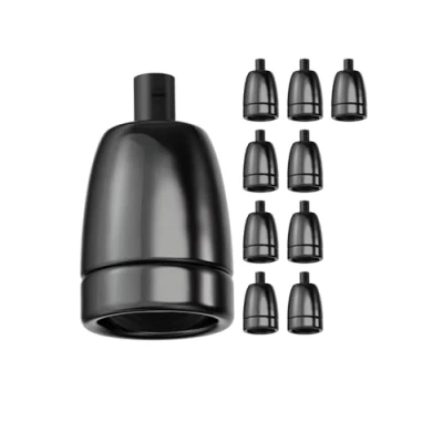 Afbeelding van ledscom.de 10 stuks E27 fitting, porselein, zwart, 230V AC, max. 300W