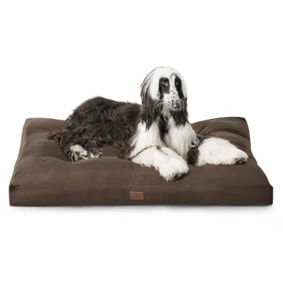 Afbeelding van Bedsure Waterdicht hondenbed XXL: extra grote wasbare hondenbedmatras met Oxford stof, waterbestendig hondenkussenbed voor in een bench, bruin, 120 x 90 10 cm