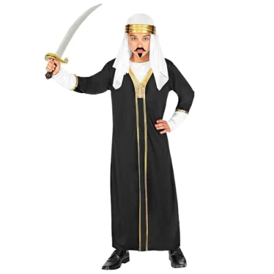 Afbeelding van Widmann 1001 Nacht &amp; Arabisch Midden Oosten Kostuum Sultan Turkse Rijk Abu Ali Jongen Zwart, Wit / Beige, Goud Maat 140 Carnavalskleding Verkleedkleding