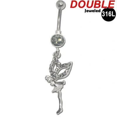 Afbeelding van Navelpiercing Chirurgisch staal Tinkle Bell CZ Zirconia stenen Double Jeweled