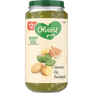 Afbeelding van Olvarit 12m+ Spinazie Kip Multi verpakking 6x250GR