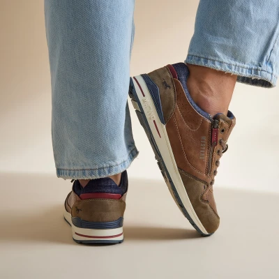 Afbeelding van Mustang Sneakers laag, Heren, Maat: 44, Brown Leer