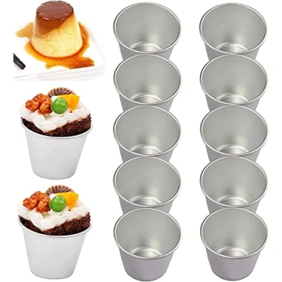 Afbeelding van Symphonyw Pudding Mallen, 10 stks Aluminium Muffin Tin Dariole Mallen Nonstick Mini Bakken Cups Basins Ei Taart Cupcake